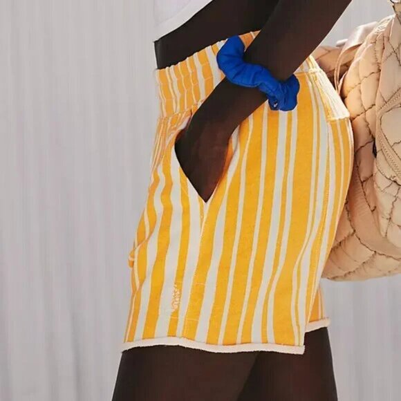 NWT Free People Movement All Star Baggy Orange Striped Shorts - Picture 3 of 5